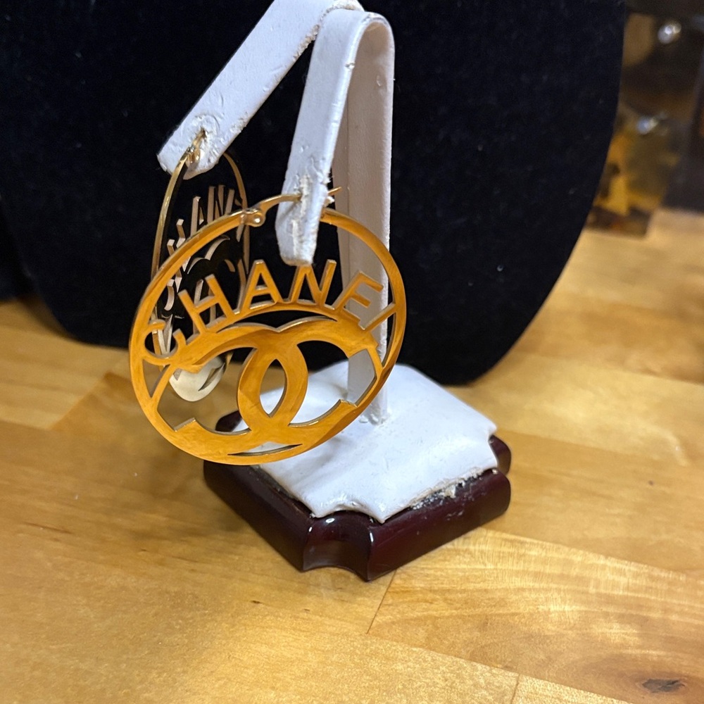Gold Logo Hoop Earrings